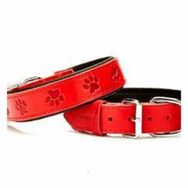 Doggie Konforlu El Yapımı Pati Desenli Kırmızı 3.5x52-60 cm Köpek Boyun Tasması