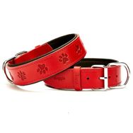 Doggie Konforlu El Yapımı Pati Desenli Kırmızı 4x47-55 cm Köpek Boyun Tasması