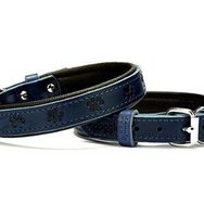 Doggie Konforlu El Yapımı Pati Desenli Lacivert 2x30-35 cm Köpek Boyun Tasması