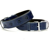Doggie Konforlu El Yapımı Pati Desenli Lacivert 4x57-65 cm Köpek Boyun Tasması