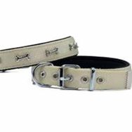 Doggie L Beden Haki 2,5x42-50 cm Konfor Dokuma Kemikli Boyun Tasması
