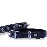 Doggie M 3,5x47-55 cm Siyah Comfort Çivili Deri Boyun Tasması