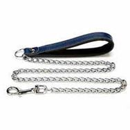 Doggie M 3x110 cm Mavi Comfort Deri İnce Zincirli Gezdirme