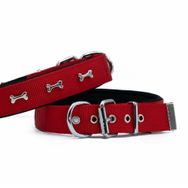 Doggie M 3x42-50 cm Kırmızı Comfort Metal Kemik İşlemeli Köpek Boyun Tasması