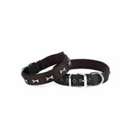 Doggie M Beden Siyah 2.5x37-45 cm Konfor Dokuma Kemikli Boyun Tasması
