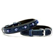 Doggie Medium Mavi 2x30 35 cm Comfort Deri Nazar Boncuklu Köpek Boyun Tasması