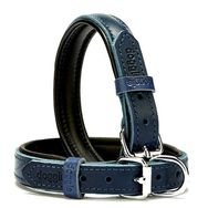 Doggie Medium Mavi 2x35 40 cm Comfort Deri Pati Desenli Köpek Boyun Tasması