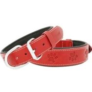 Doggie SBT-4036 L Mavi Yumuşak Dokulu Pati Desenli Deri Boyun Tasması