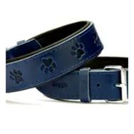 Doggie SBT-4036 Mavi Yumuşak Dokulu Pati Desenli Deri Boyun Tasması