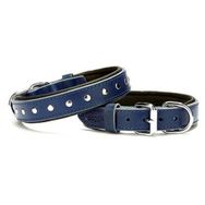 Doggie Small Mavi 2x30 35 cm Comfort Deri Kemik Süslü Köpek Boyun Tasması