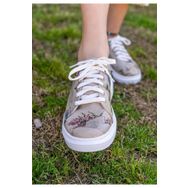 Dogo Kadın Vegan Deri Bej Paperflower Tasarım Sneakers