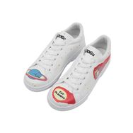 Dogo Kadın Vegan Deri Bej Watercolor and Sailors Tasarım Sneakers