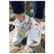 Dogo Kadın Vegan Deri Beyaz Burano Island Tasarım Sneakers