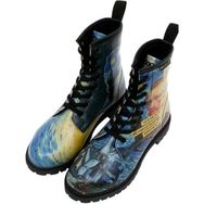 Dogo Vincent van Gogh the Starry Night Collage Muse Tasarım Mavi Vegan Deri Uzun Kadın Bot