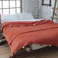 Dolce Bonita Home 200x220 cm Kiremit Çift Kişilik Ponponlu Pike Battaniye