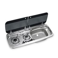 Dometic MO 2370R Karavan İçin Cam Kapaklı 2 Gözlü Ocak Evye Kombinasyonu