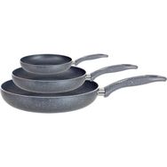 Dora Granitta Gri 3'Lü 22-26-30cm Tek Kulp Granit Tava Seti