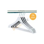 Dorcia Home Ahşap Görünümlü Plastik A Kalite 24 Adet Beyaz Askı