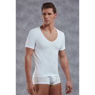 Doreanse 2820 Modal Derin V Yaka Kısa Kol Beyaz Erkek T-shirt