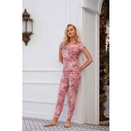 Doreanse 4001 Pembe Pamuklu Düğmeli Pat Kısa Kol Örme Kadın Pijama Takımı