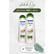 Dove Avokado Özlü 2x400 ml Saç Bakım Şampuanı + Şampuan Fırçası
