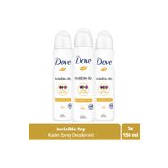 Dove Invisible Dry 1/4 Nemlendirici Krem Etkili 3x150 ml Kadın Deodorant