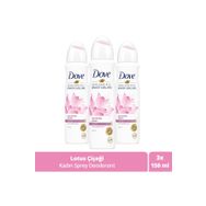 Dove Işıldayan Bakım Lotus Çiçeği Kokusu 3x150 ml Kadın Sprey Deodorant