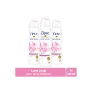 Dove Işıldayan Bakım Lotus Çiçeği Kokusu 3x150 ml Kadın Sprey Deodorant