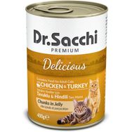 Dr.Sacchi 24x400 gr Tavuklu Hindili Kedi Konserve