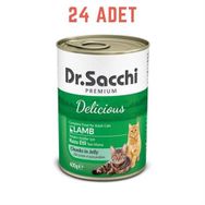 Dr. Sacchi Delicious Kuzu Etli 24x400 gr Kedi Konservesi