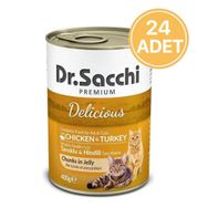 Dr. Sacchi Delicious Tavuklu ve Hindi Etli 24x400 gr Kedi Konservesi