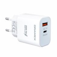Dramex DPQ20B Quantum Usb + Type-C QC3.0 PD 20W Beyaz Hızlı Şarj Adaptörü
