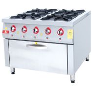DRN 4'lü Gazlı 100x100 Kuzine Fırınlı Ocak