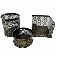 Drt 413 3 lü Simli Altın Masaüstü Kalemlik Set