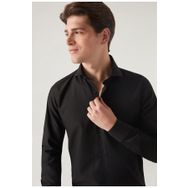D's Damat 2HF02ORT4185 Slim Fit Siyah İtalyan Yaka Erkek Gömlek