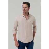 D's Damat 4HC02ORT03265 Slim Fit Bej Oxford Nakışlı Gömlek