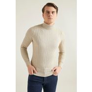 D's Damat 5HF06ORT63100 Slim Fit Bej Fitilli Boğazlı Kazak