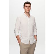 D's Damat 6HC02ORT63265 Slim Fit Beyaz Keten Görünümlü Erkek Gömlek