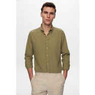 D's Damat 6HC02ORT63265 Slim Fit Yeşil Keten Görünümlü Erkek Gömlek