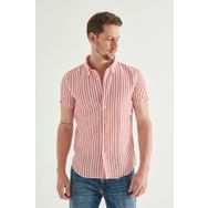 D's Damat 8HC02ORT04265 Slim Fit Kırmızı Gofre Erkek Gömlek