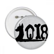 Dthinker 5 Adet S Köpek 2018 Tipi Mutlu Yıllar Yuvarlak İğneler Rozet Düğme Giysi Dekorasyon