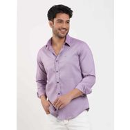 Dufy Lila Erkek Slim Fit Düz Brent Düğmeli Yaka Uzun Kol Gömlek - 102464