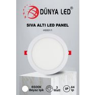 Dünya Led Hs.001/1 3w Sıva Altı Yuvarlak Spot 6500K Beyaz Işık Driver LED Panel