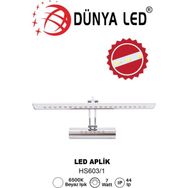 Dünya Led HS.603/1 5W LED Krom Aplik 6500K Beyaz Işık Banyo Tablo Yatak Başı Aydınlatması