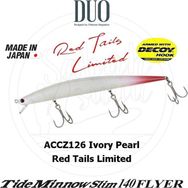 Duo 140 ACCZ126 Tide Minnow Slim Flyer Ivory Pearl Red Tail Sahte Balık
