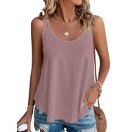 DUOEASE Tank Top Koyu Pembe Kolsuz Spagetti Kadın T-shirt
