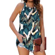DUOEASE Tank Top Yağmur Ormanı Askılı Kolsuz Kadın T-shirt