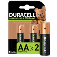 Duracell 1300 mAh AA 2'li Şarj Edilebilir Kalem Pil