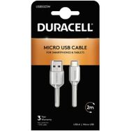 Duracell 2 mt USB-A to Micro Standart Beyaz Şarj Kablosu