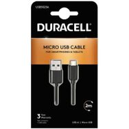 Duracell 2 mt USB-A to Micro Standart Siyah Şarj Kablosu